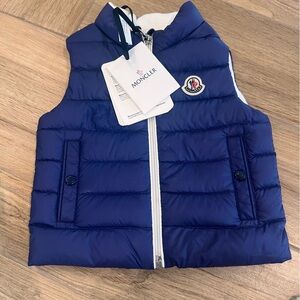 Moncler Puffer Vest - Kids size 18/24 months - Navy Blue with White